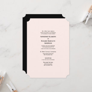Convite de Casamento Formal & Elegante Rosa e Pret