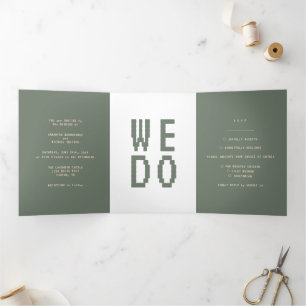Convite de casamento formal minimalista Green Game