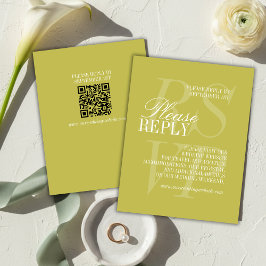 Convite de Casamento Formal Moderno com QR em Verd