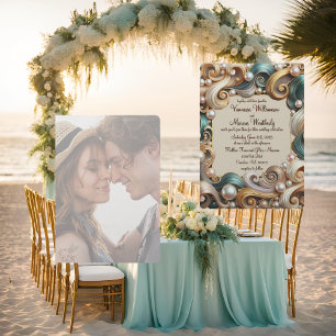 Convite de Casamento Formal Pearl Coast Elegance