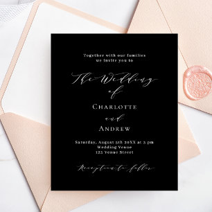 Convite de casamento formal preto e branco orçamen
