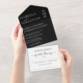 Convite de casamento formal preto Responda por gen