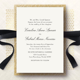 Convite de Casamento Formal Simples Clássico