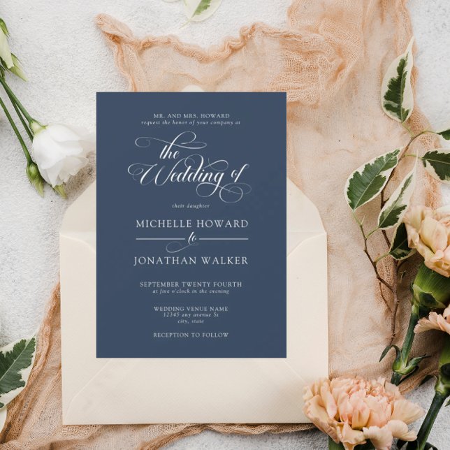 Convite de Casamento Formal Simples Elegante Cláss (Criador carregado)
