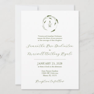 Convite de Casamento Formal Verde e Branco