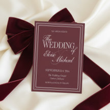 Convite de Casamento Formal Vermelho Borgonha Eleg