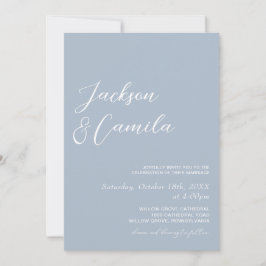 Convite de Casamento Foto Azul Poeirento Elegante