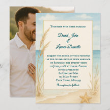 Convite de Casamento Foto Beach Bliss