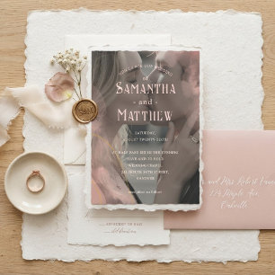 Convite de Casamento Foto Borda de Papel Romântico