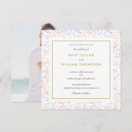 Convite de Casamento Foto Colorida Arco-íris Confe