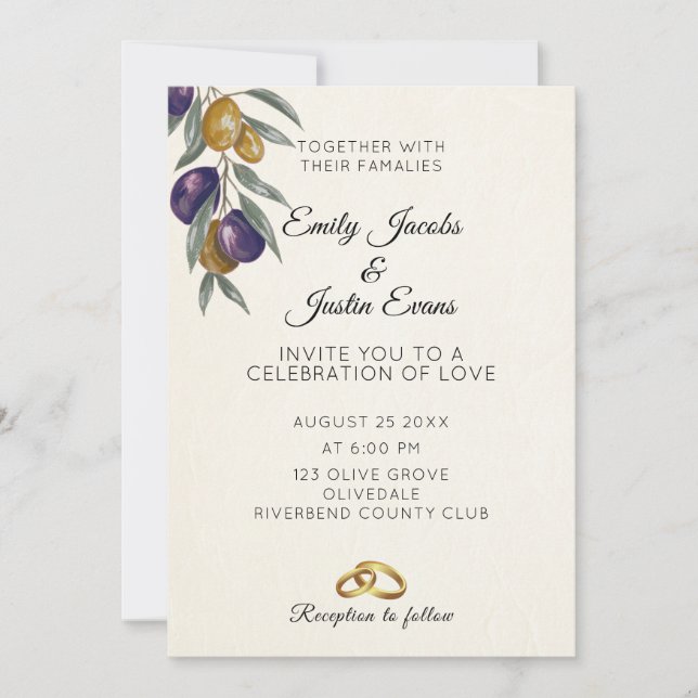 Convite de Casamento Foto com Aquarela Elegante de (Frente)