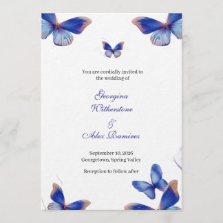 Convite de Casamento Foto Editável Azul Rústico