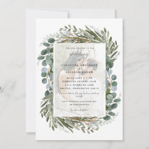 Convite de Casamento Foto Eucalipto Branco