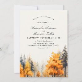 Convite de Casamento Foto Floresta de Outono, Árvo