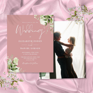 Convite de Casamento Foto Folhagem Dusty Rose Orça