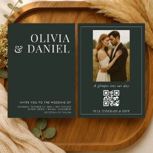 Convite de Casamento Foto Minimalista Código QR Es