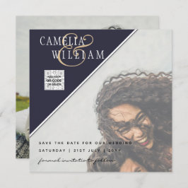 Convite de casamento FOTO moderno CÓDIGO QR RSVP A