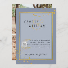 Convite de casamento FOTO moderno CÓDIGO QR RSVP A