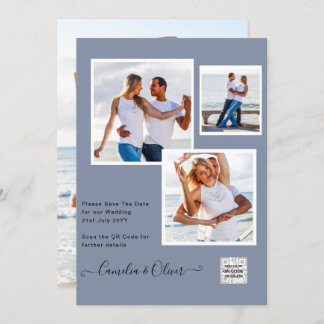 Convite de casamento FOTO moderno CÓDIGO QR RSVP A