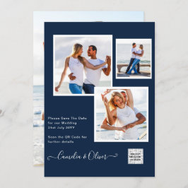 Convite de casamento FOTO moderno CÓDIGO QR RSVP A