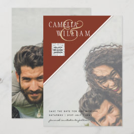 Convite de casamento FOTO moderno CÓDIGO QR RSVP C