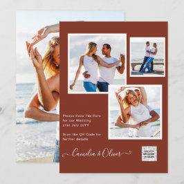 Convite de casamento FOTO moderno CÓDIGO QR RSVP C