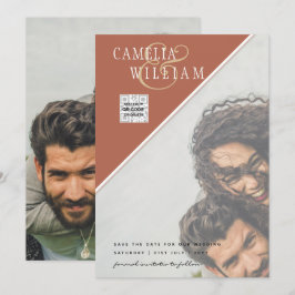 Convite de casamento FOTO moderno CÓDIGO QR RSVP C