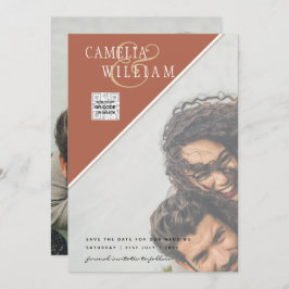 Convite de casamento FOTO moderno CÓDIGO QR RSVP C