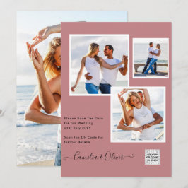 Convite de casamento FOTO moderno CÓDIGO QR RSVP D