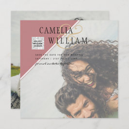 Convite de casamento FOTO moderno CÓDIGO QR RSVP D