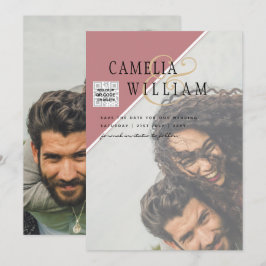 Convite de casamento FOTO moderno CÓDIGO QR RSVP D