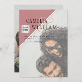 Convite de casamento FOTO moderno CÓDIGO QR RSVP D