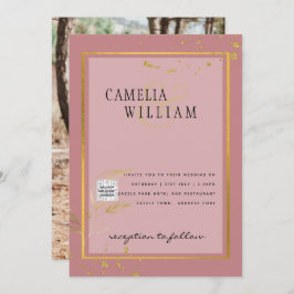 Convite de casamento FOTO moderno CÓDIGO QR RSVP D