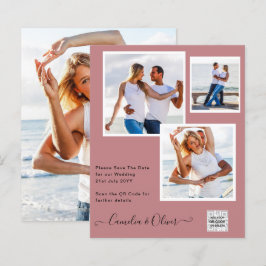 Convite de casamento FOTO moderno CÓDIGO QR RSVP D