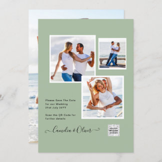 Convite de casamento FOTO Moderno CÓDIGO QR Rsvp V