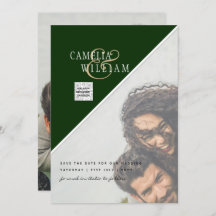 Convite de casamento FOTO Moderno CÓDIGO QR Rsvp V