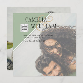 Convite de casamento FOTO Moderno CÓDIGO QR Rsvp V