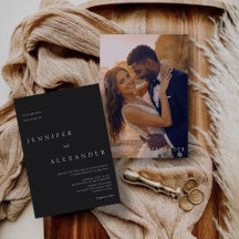 Convite de Casamento Foto Moderno Elegante