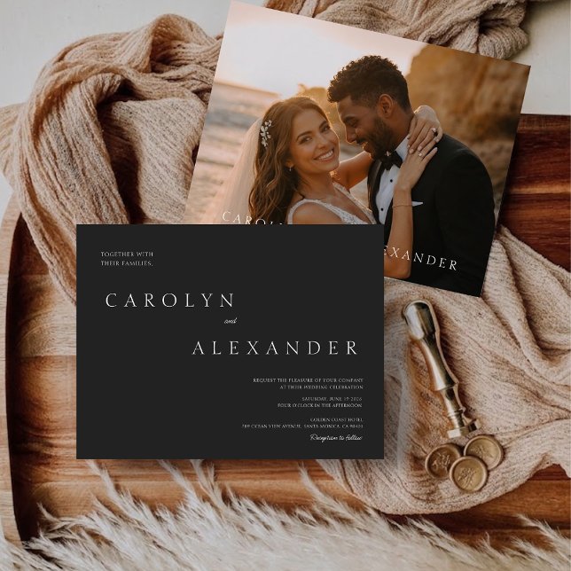Convite de Casamento Foto Moderno Elegante (Elegant Modern Photo Wedding Invitation)