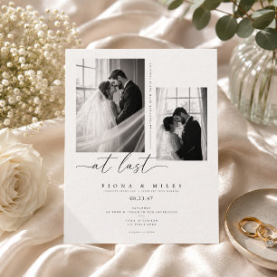 Convite de Casamento Foto Moderno Script Two At La