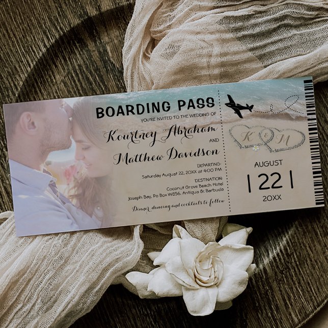 Convite de Casamento Foto Passagem Aérea Praia (Criador carregado)