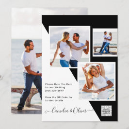 Convite de Casamento Foto Preto Branco Código QR S