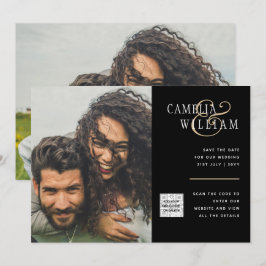 Convite de Casamento Foto Preto Branco Código QR S