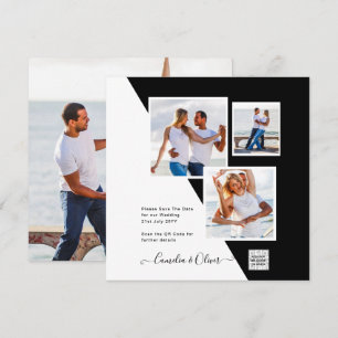 Convite de Casamento Foto Preto Branco Código QR S