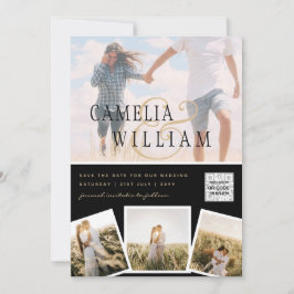 Convite de Casamento FOTO Preto Branco QR CODE Sal