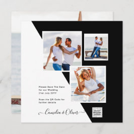 Convite de Casamento Foto Preto e Branco Código QR