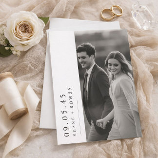 Convite de Casamento Foto Preto e Branco Elegante