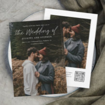 Convite de Casamento Foto QR code Simples Rascunho