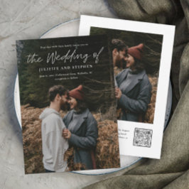 Convite de Casamento Foto QR code Simples Rascunho