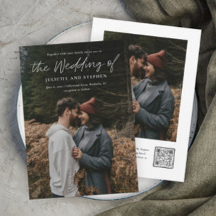 Convite de Casamento Foto QR code Simples Rascunho